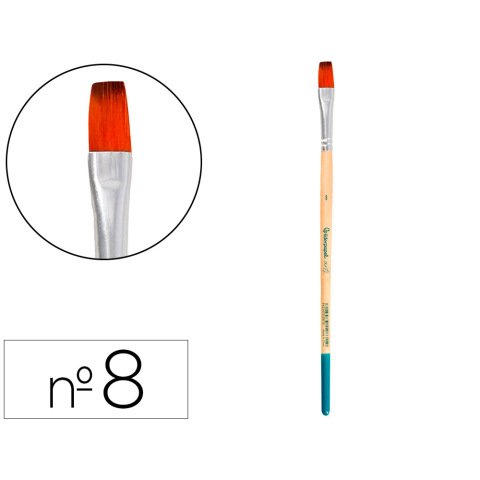 Pincel para pintura acrilica y acuarela liderpapel nº 8 punta plana de pelo sintetico