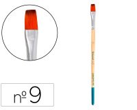 Pincel para pintura acrilica y acuarela liderpapel nº9 punta plana de pelo sintetico