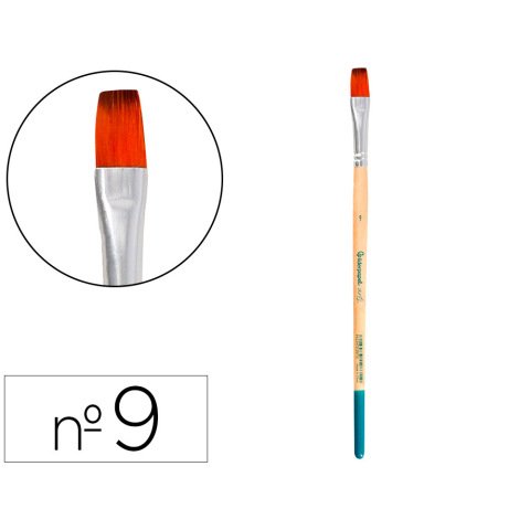 Pincel para pintura acrilica y acuarela liderpapel nº9 punta plana de pelo sintetico