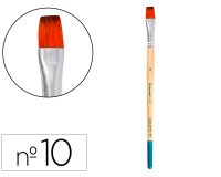 Pincel para pintura acrilica y acuarela liderpapel nº10 punta plana de pelo sintetico