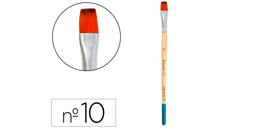 Pincel para pintura acrilica y acuarela liderpapel nº10 punta plana de pelo sintetico