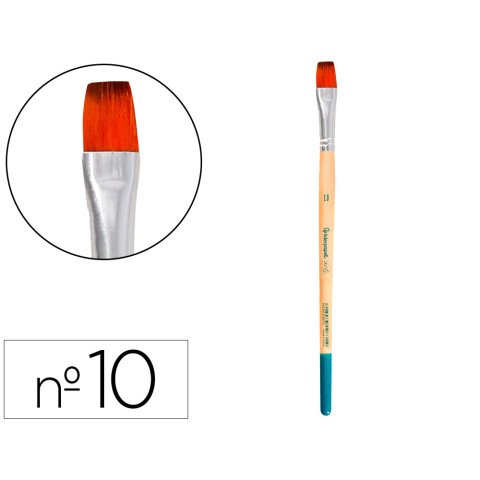Pincel para pintura acrilica y acuarela liderpapel nº10 punta plana de pelo sintetico