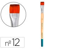 Pincel para pintura acrilica y acuarela liderpapel nº12 punta plana de pelo sintetico
