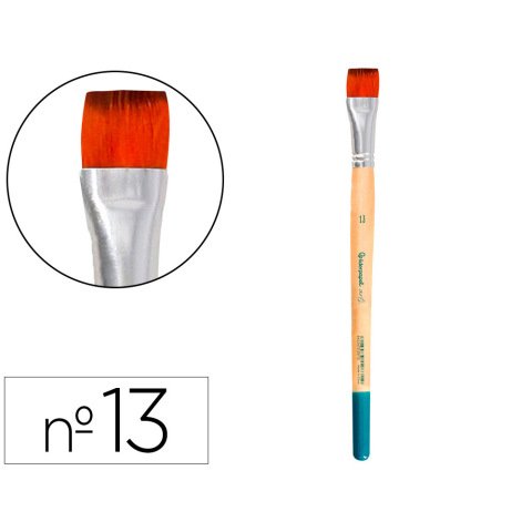 Pincel para pintura acrilica y acuarela liderpapel nº13 punta plana de pelo sintetico