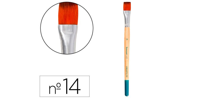 Pincel para pintura acrilica y acuarela liderpapel nº14 punta plana de pelo sintetico