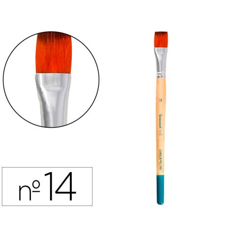Pincel para pintura acrilica y acuarela liderpapel nº14 punta plana de pelo sintetico