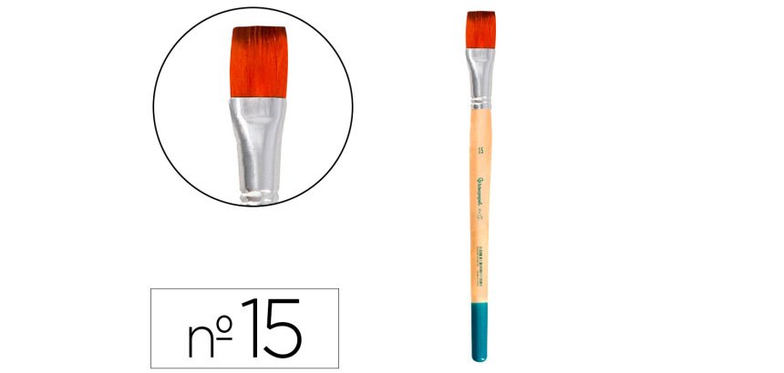 Pincel para pintura acrilica y acuarela liderpapel nº15 punta plana de pelo sintetico
