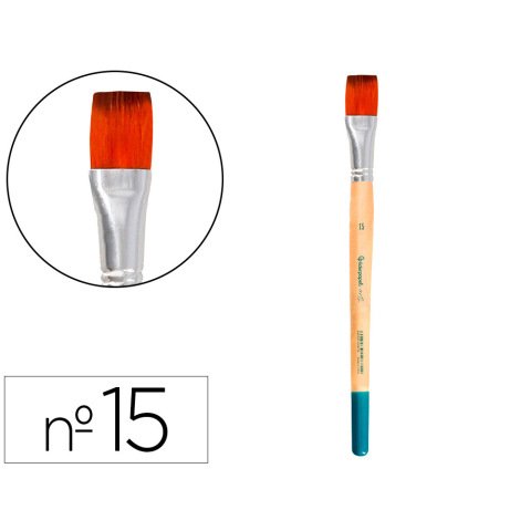 Pincel para pintura acrilica y acuarela liderpapel nº15 punta plana de pelo sintetico
