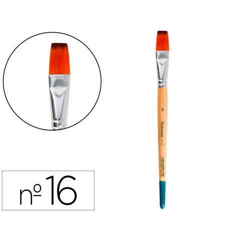 Pincel para pintura acrilica y acuarela liderpapel nº 16 punta plana de pelo sintetico