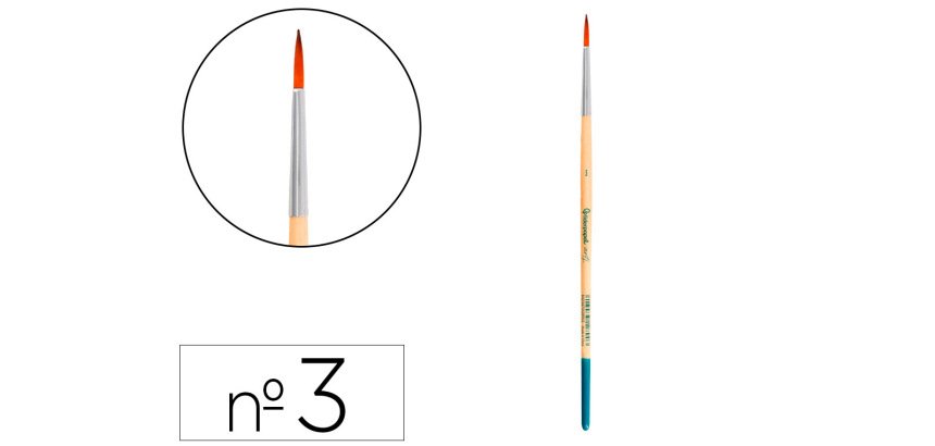 Pincel para pintura acrilica y acuarela liderpapel nº 3 punta redonda de pelo sintetico