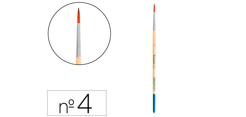 Pincel para pintura acrilica y acuarela liderpapel n 4 punta redonda de pelo sintetico