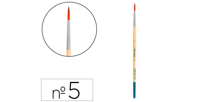 Pincel para pintura acrilica y acuarela liderpapel nº 5 punta redonda de pelo sintetico
