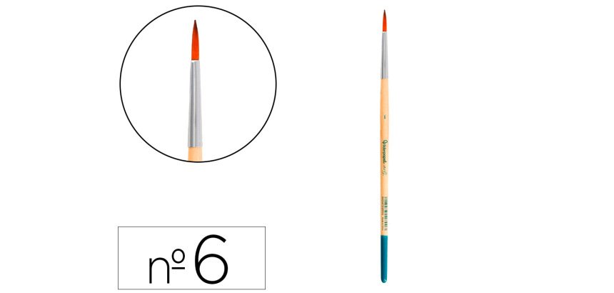 Pincel para pintura acrilica y acuarela liderpapel n 6 punta redonda de pelo sintetico