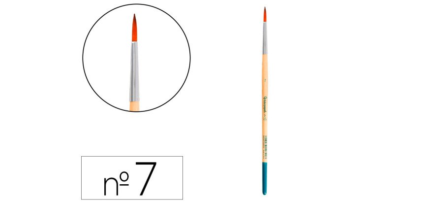 Pincel para pintura acrilica y acuarela liderpapel nº7 punta redonda de pelo sintetico