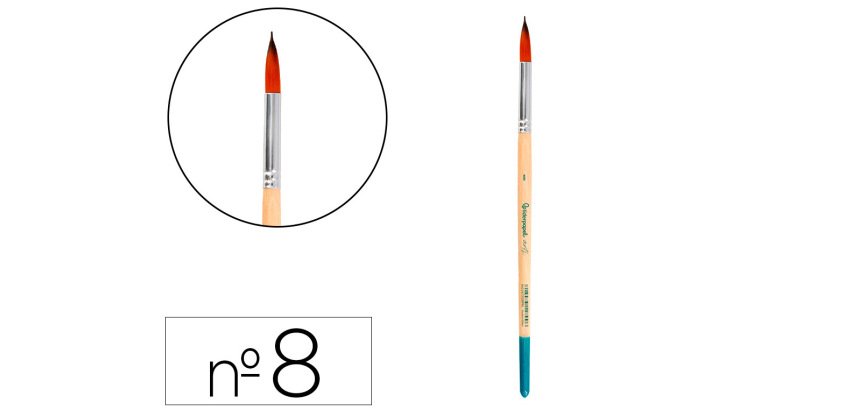 Pincel para pintura acrilica y acuarela liderpapel n 8 punta redonda de pelo sintetico