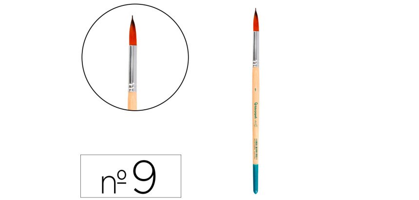 Pincel para pintura acrilica y acuarela liderpapel nº9 punta redonda de pelo sintetico