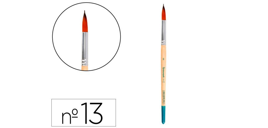 Pincel para pintura acrilica y acuarela liderpapel nº 13 punta redonda de pelo sintetico