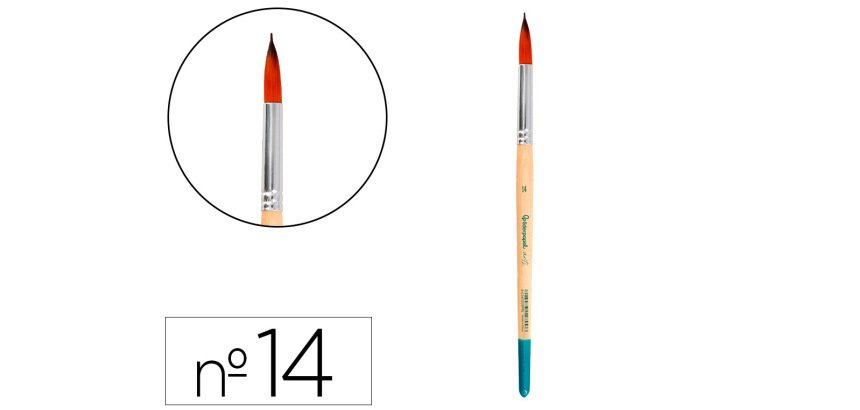 Pincel para pintura acrilica y acuarela liderpapel nº14 punta redonda de pelo sintetico