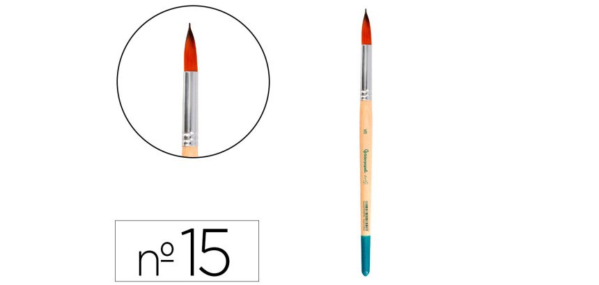 Pincel para pintura acrilica y acuarela liderpapel nº15 punta redonda de pelo sintetico