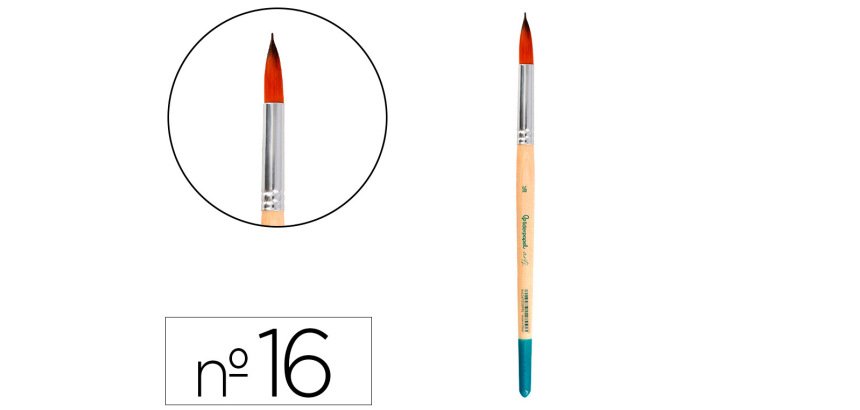 Pincel para pintura acrilica y acuarela liderpapel nº16 punta redonda de pelo sintetico