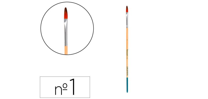 Pincel para pintura acrilica y acuarela liderpapel n 1 punta filbert / lengua gato de pelo sintetico certificado