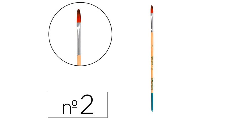 Pincel para pintura acrilica y acuarela liderpapel n 2 punta filbert / lengua gato de pelo sintetico certificado