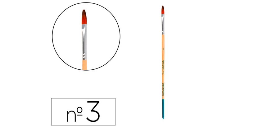 Pincel para pintura acrilica y acuarela liderpapel n 3 punta filbert / lengua gato de pelo sintetico certificado