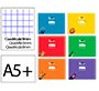 Libreta liderpapel pautaguia tapa cartoncillo 32h din a5+ 75gr cuadriculado pautado 8mm apaisada con margen 6 colores