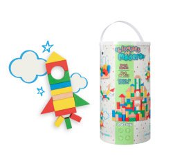 Juego infantil imaginovo madera construccion de bloques +12 meses 100 piezas 29x29x3,5cm