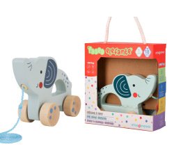 Juego infantil imaginovo madera elefante para arrastrar con ruedas +12 meses 13,4x10x5,4cm