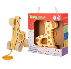Juego infantil imaginovo madera jirafa para arrastrar con ruedas +12 meses 16x12x5,4cm