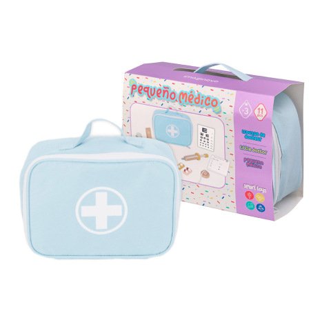 Juego infantil imaginovo madera maletin de medico +3 años 11 piezas 24,5x18x10cm