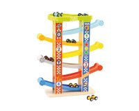 Juego infantil imaginovo madera torre de deslizamiento con 7 niveles incluye 6 coches +18 meses 38x32x14cm