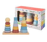Juego infantil imaginovo madera torre de formas apilables +18 meses 17 piezas 28x20x9cm