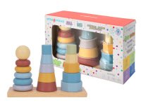 Juego infantil imaginovo madera torre de formas apilables +18 meses 17 piezas 28x20x9cm