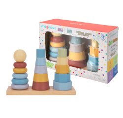 Juego infantil imaginovo madera torre de formas apilables +18 meses 17 piezas 28x20x9cm