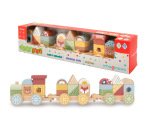 Juego infantil imaginovo madera tren figuras apilables con ruedas +18 meses 38x9,5x7,5cm