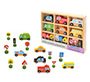 Juego infantil imaginovo madera vehiculos y señales de trafico +3 años 16 piezas 30x22x4cm