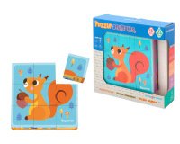 Puzle infantil imaginovo madera cubos de animales +24 meses 15 piezas incluye 12 patrones 22x22x6,4cm