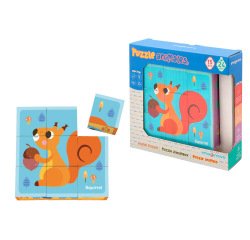 Puzle infantil imaginovo madera cubos de animales +24 meses 15 piezas incluye 12 patrones 22x22x6,4cm