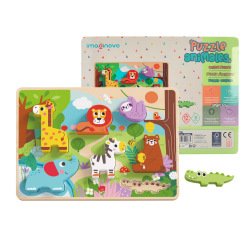 Puzle infantil imaginovo madera 3d animales +12 meses 8 piezas 29,5x22x1,7cm