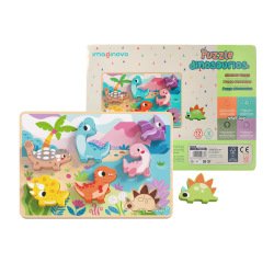 Puzle infantil imaginovo madera 3d dinosaurios +12 meses 8 piezas 29,5x22x1,7cm