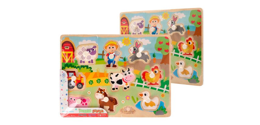 Puzle infantil imaginovo madera granja +18 meses 9 piezas 30x22,5x1,5cm