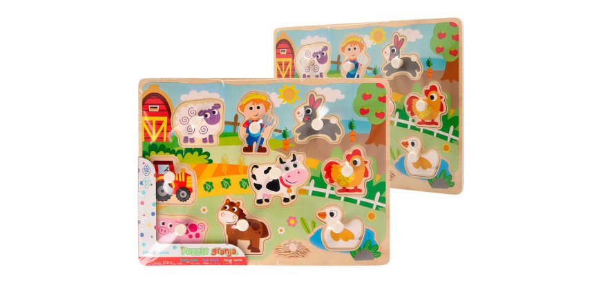 Puzle infantil imaginovo madera granja +18 meses 9 piezas 30x22,5x1,5cm
