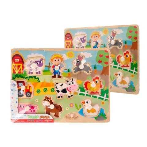 Puzle infantil imaginovo madera granja +18 meses 9 piezas 30x22,5x1,5cm