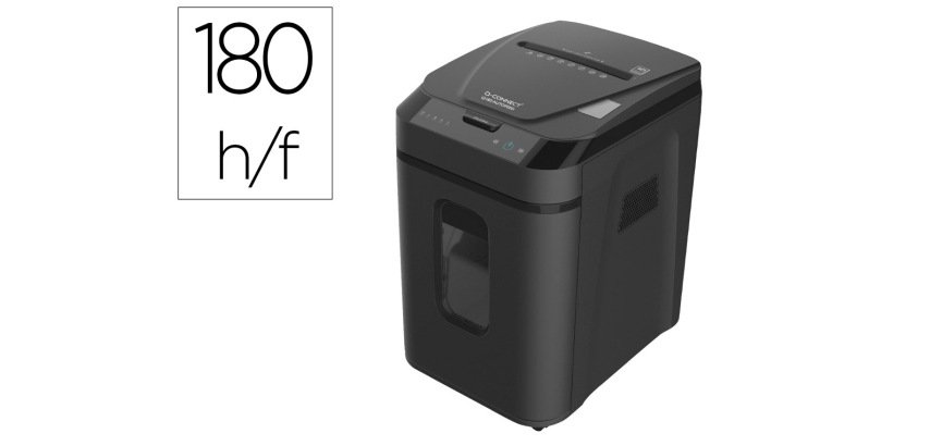 Destructora de documentos q-connect capacidad corte 180 h auto / 10 h manual destruye grapas clips y tarjetas