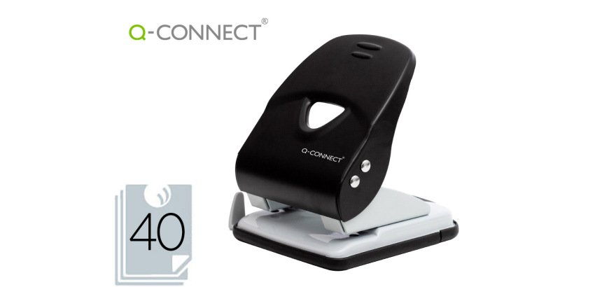 Taladrador q-connect kf14221 2 taladros color negro abertura 3,5 mm capacidad 40 hojas