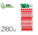 Gomets liderpapel figuras surtidas bolsa de 20 hojas circulos triangulos estrellas cuadrados colores surtidos