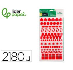Gomets liderpapel figuras surtidas bolsa de 20 hojas circulos triangulos estrellas cuadrados colores surtidos