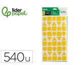 Gomets liderpapel figuras surtidas bolsa de 12 hojas figuras geometricas medianas colores surtidos